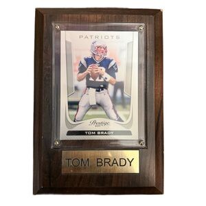 New England Patriots Tom Brady Wooden Plaque with Football Card Vintage